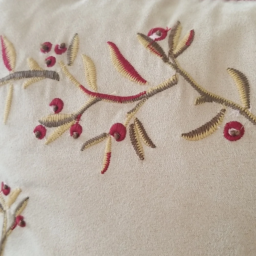 Two Twig And Berry Embroidered Accent Pillows